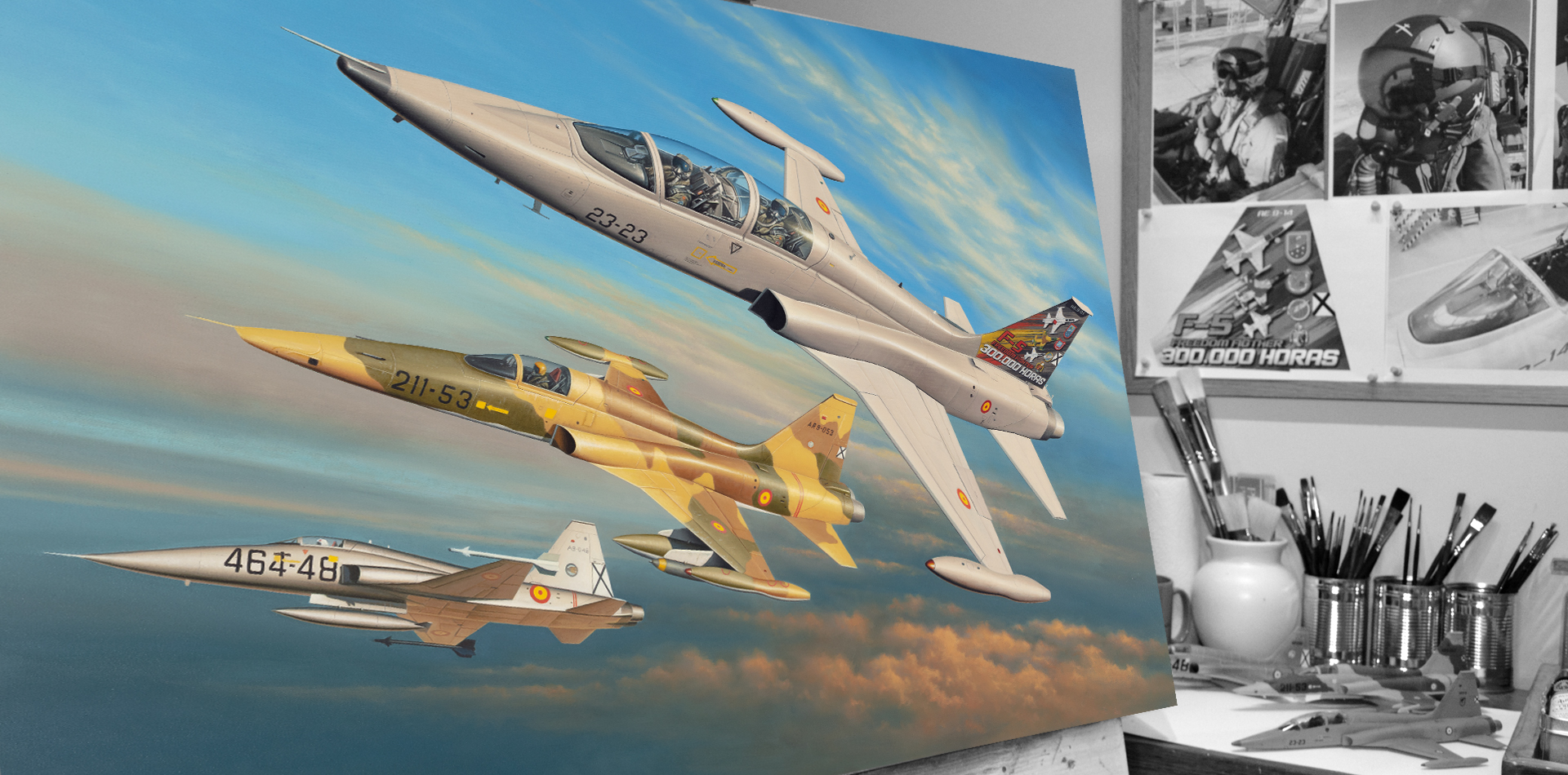 Una Leyenda en Vuelo en el estudio del artista
