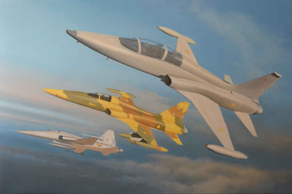 Cuadro de los F-5 durante la fase de manchado