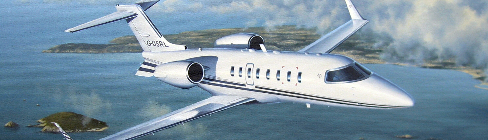 Aviation Art - Learjet Over Herm