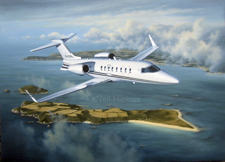 Aviation Art - Learjet Over Herm